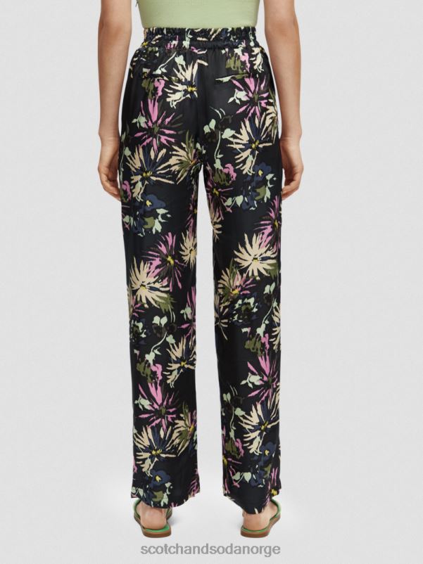 kvinner gia mid-rise wide-leg printet aster svart N40XD168 klær Scotch & Soda