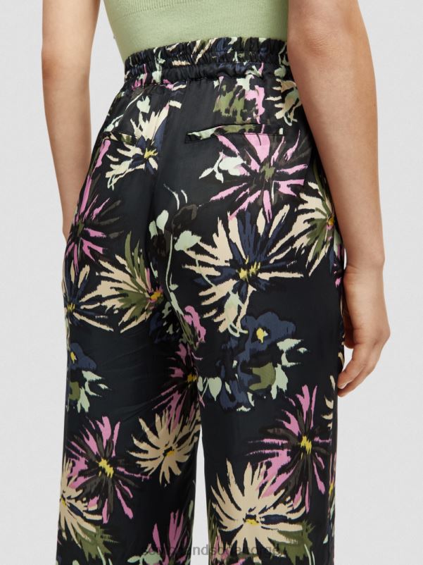 kvinner gia mid-rise wide-leg printet aster svart N40XD168 klær Scotch & Soda