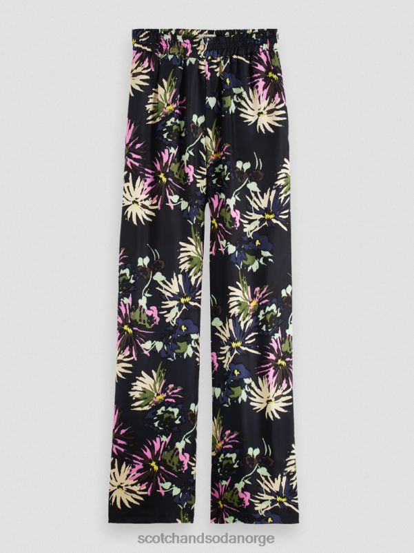 kvinner gia mid-rise wide-leg printet aster svart N40XD168 klær Scotch & Soda