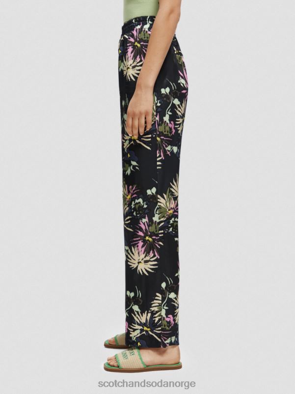 kvinner gia mid-rise wide-leg printet aster svart N40XD168 klær Scotch & Soda