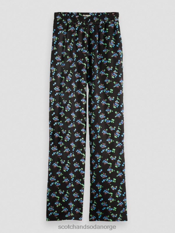 kvinner gia mid-rise wide-leg printet stemorsblomst ikat svart N40XD166 klær Scotch & Soda