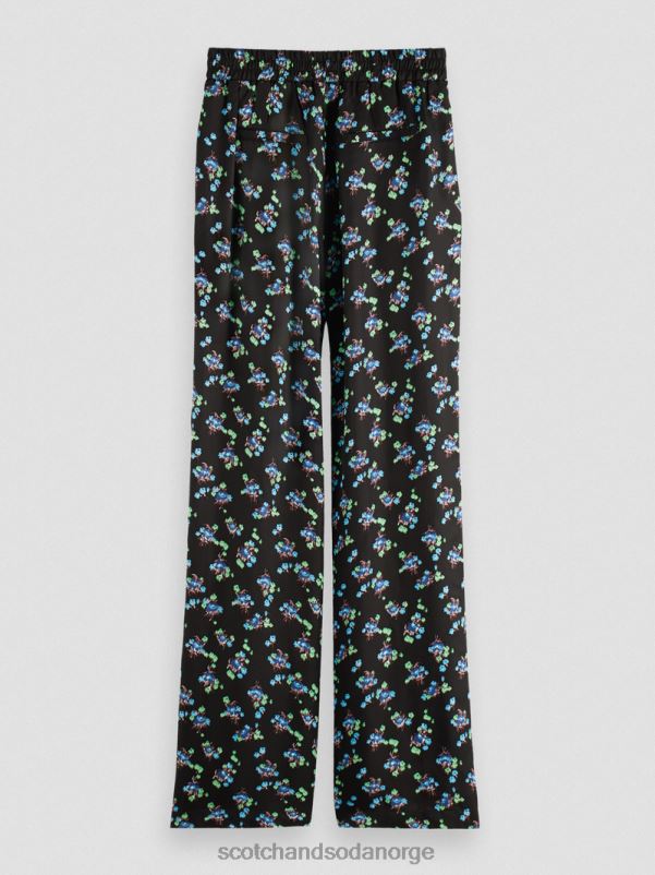 kvinner gia mid-rise wide-leg printet stemorsblomst ikat svart N40XD166 klær Scotch & Soda