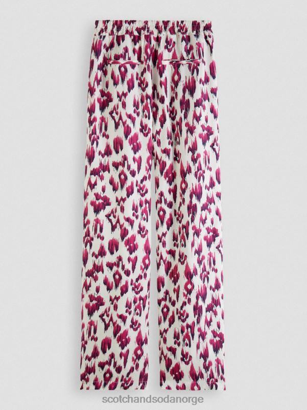 kvinner gia middels høy elastiske bukser med vidde ben børstet ikat kirsebærpai N40XD150 klær Scotch & Soda