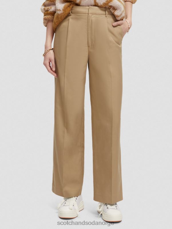 kvinner lave bukser med vidde ben kaki N40XD154 klær Scotch & Soda