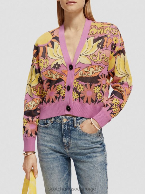 kvinner jacquard cardigan med v-hals orkide rosa N40XD129 klær Scotch & Soda
