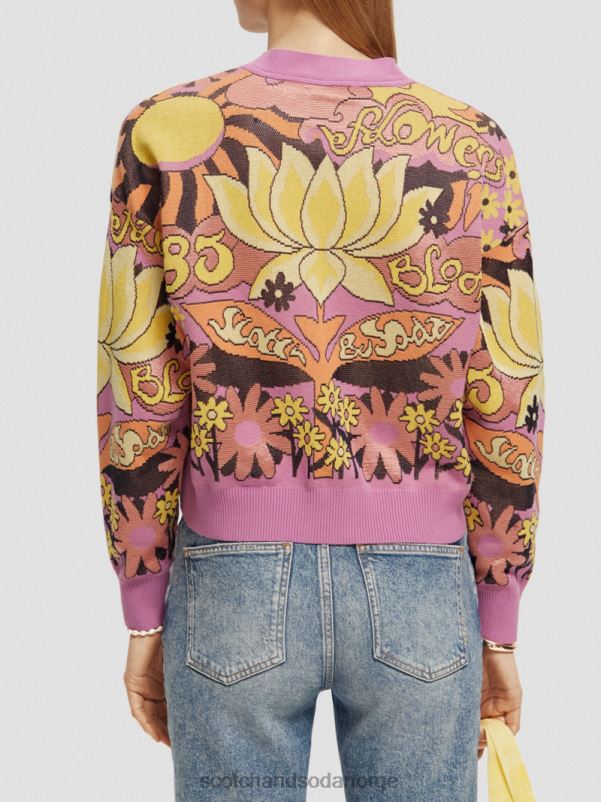 kvinner jacquard cardigan med v-hals orkide rosa N40XD129 klær Scotch & Soda