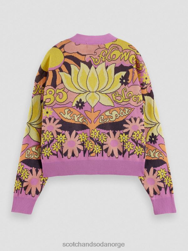 kvinner jacquard cardigan med v-hals orkide rosa N40XD129 klær Scotch & Soda