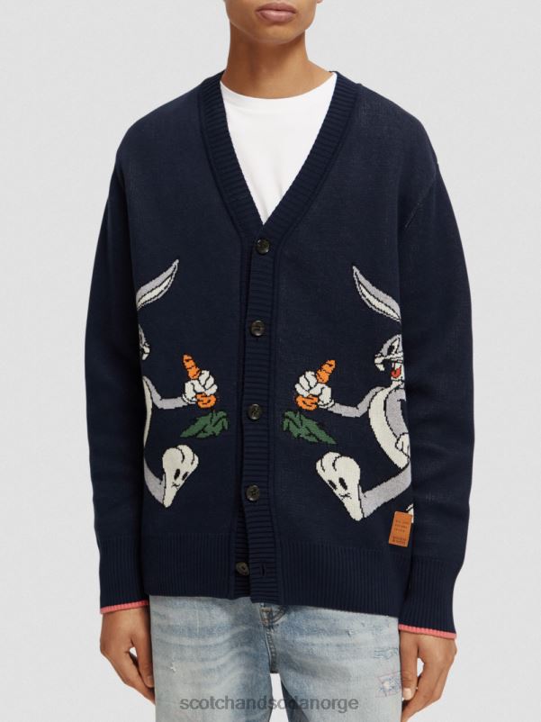 kvinner looney tunes brodert cardigan i økologisk bomull natt N40XD126 klær Scotch & Soda