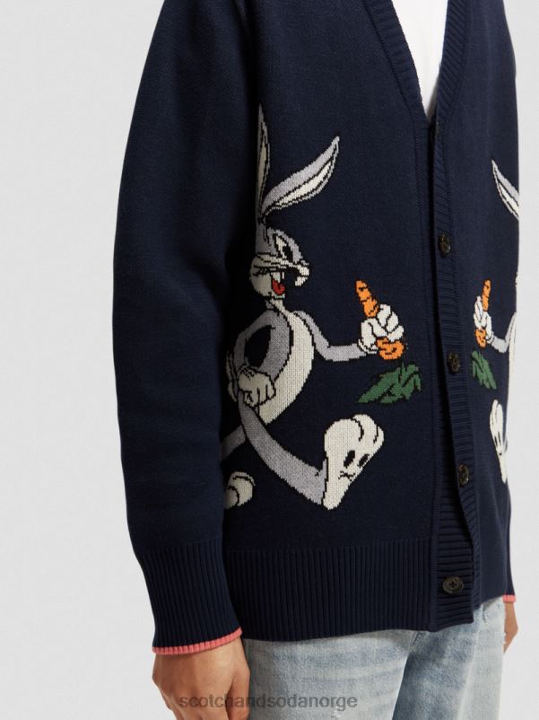 kvinner looney tunes brodert cardigan i økologisk bomull natt N40XD126 klær Scotch & Soda
