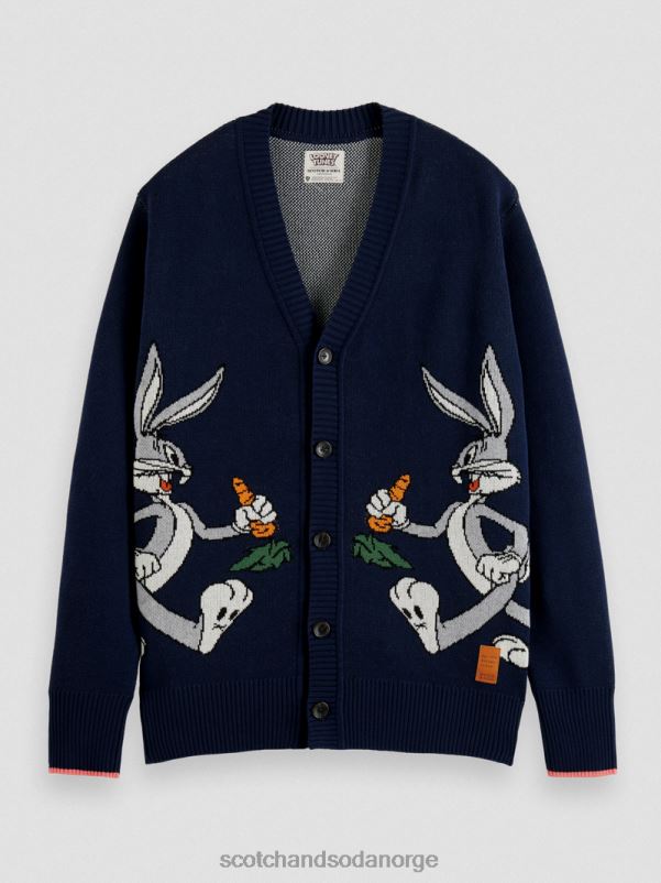 kvinner looney tunes brodert cardigan i økologisk bomull natt N40XD126 klær Scotch & Soda