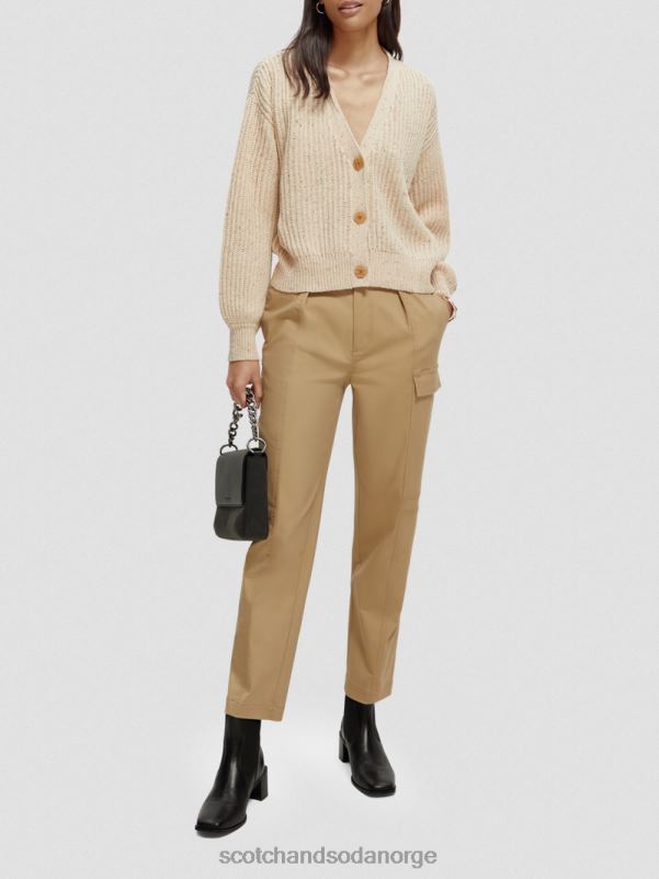 kvinner v-hals ribbestrikket cardigan hvit sand N40XD128 klær Scotch & Soda