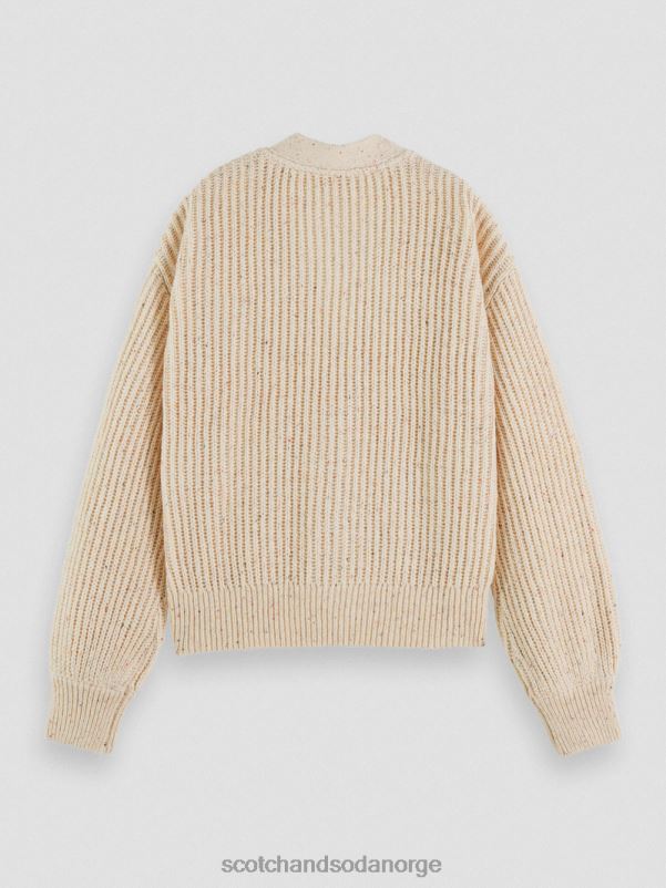 kvinner v-hals ribbestrikket cardigan hvit sand N40XD128 klær Scotch & Soda