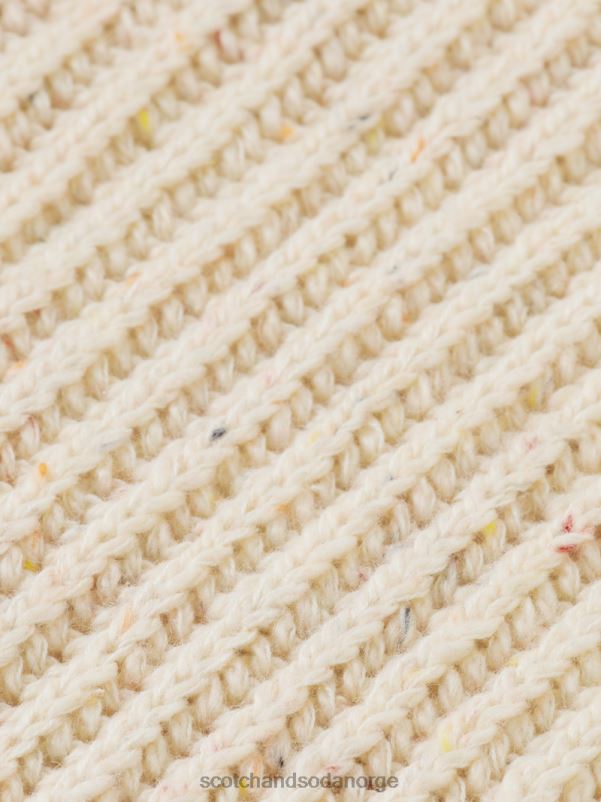 kvinner v-hals ribbestrikket cardigan hvit sand N40XD128 klær Scotch & Soda