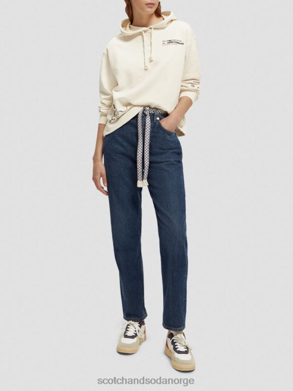 kvinner beskåret kunstverk hettegenser i økologisk bomull off white N40XD202 klær Scotch & Soda