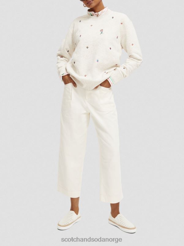 kvinner brodert genser med avslappet passform vanilje hvit melange N40XD183 klær Scotch & Soda