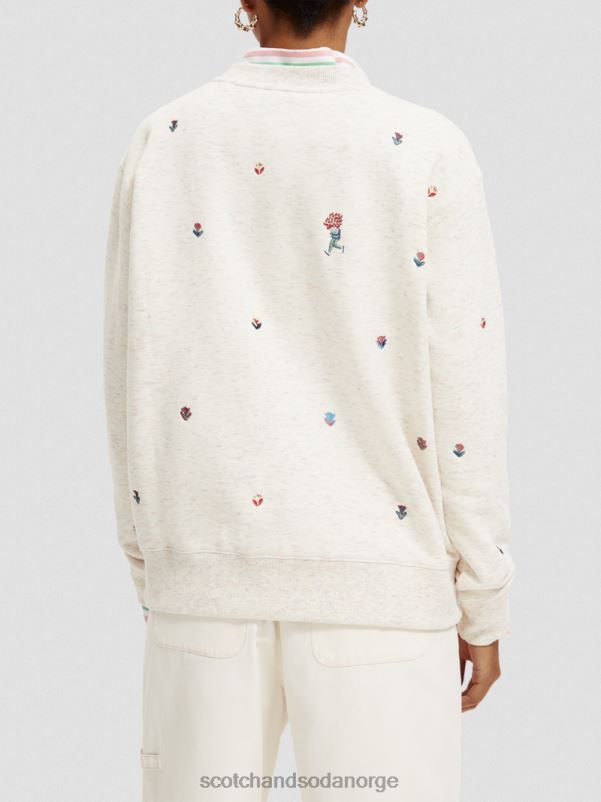 kvinner brodert genser med avslappet passform vanilje hvit melange N40XD183 klær Scotch & Soda
