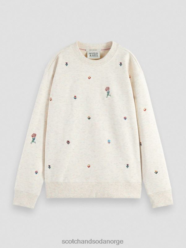 kvinner brodert genser med avslappet passform vanilje hvit melange N40XD183 klær Scotch & Soda