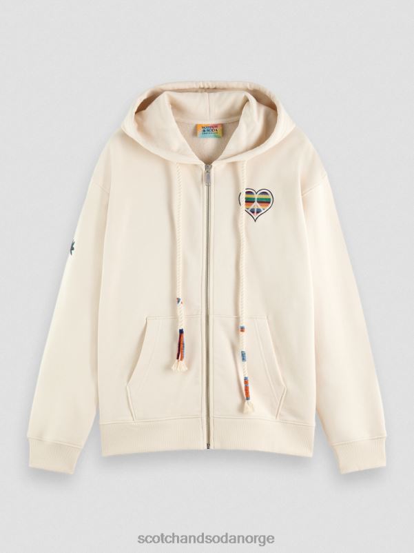 kvinner født til å elske kunst hettegenser ecru N40XD221 klær Scotch & Soda