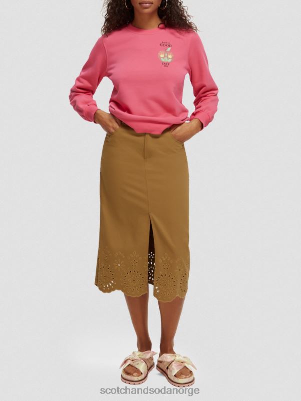 kvinner genser med crewneck kunstverk rosa punch N40XD215 klær Scotch & Soda