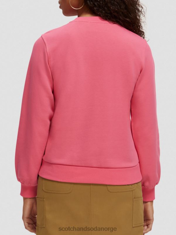 kvinner genser med crewneck kunstverk rosa punch N40XD215 klær Scotch & Soda