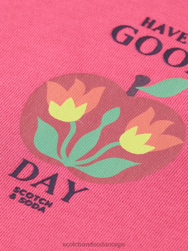 kvinner genser med crewneck kunstverk rosa punch N40XD215 klær Scotch & Soda