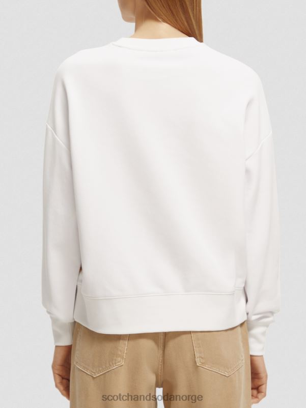 kvinner grafisk genser med rund hals i løs passform hvit N40XD217 klær Scotch & Soda