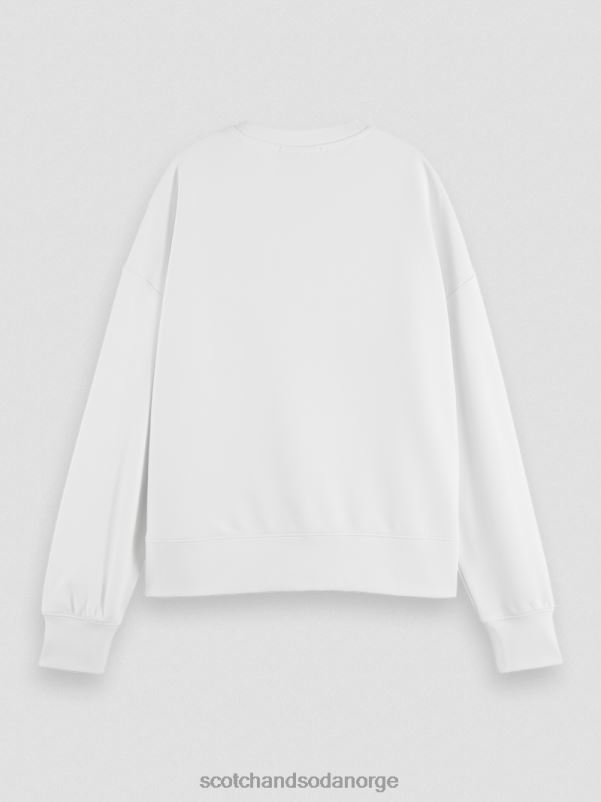 kvinner grafisk genser med rund hals i løs passform hvit N40XD217 klær Scotch & Soda