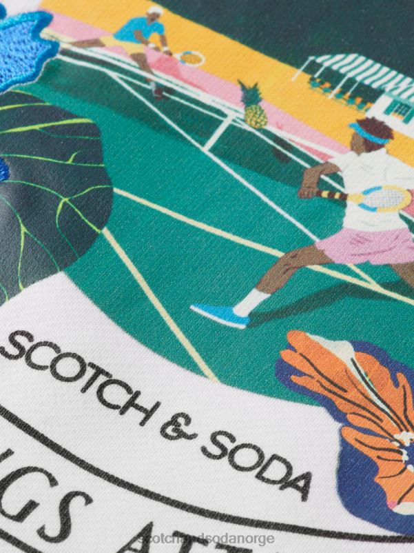 kvinner grafisk genser med rund hals i løs passform hvit N40XD217 klær Scotch & Soda