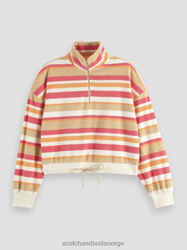 kvinner håndklegenser med halv glidelås vanilje hvit N40XD178 klær Scotch & Soda