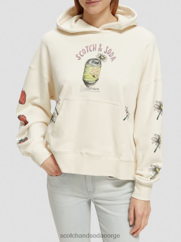 kvinner hettegenser for kunstverk med løs passform vanilje hvit N40XD216 klær Scotch & Soda