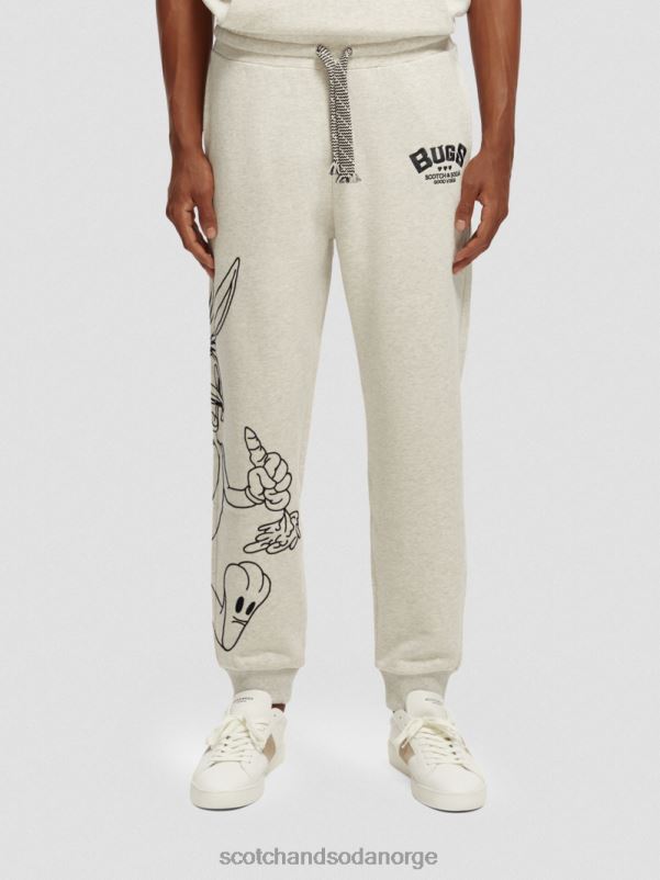kvinner looney tunes broderte joggebukser off white melange N40XD185 klær Scotch & Soda