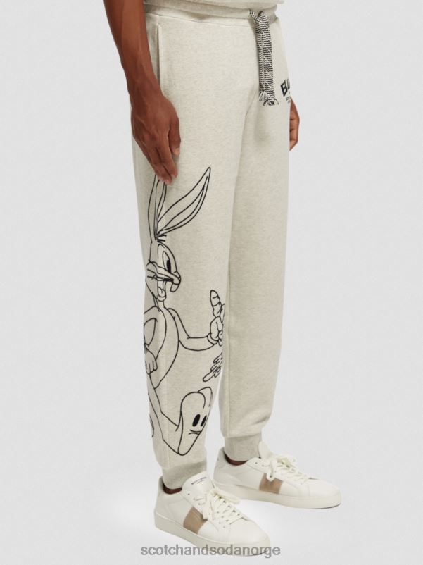 kvinner looney tunes broderte joggebukser off white melange N40XD185 klær Scotch & Soda