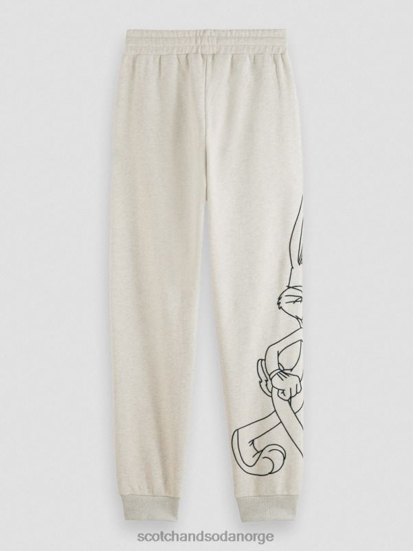 kvinner looney tunes broderte joggebukser off white melange N40XD185 klær Scotch & Soda