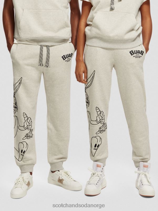 kvinner looney tunes broderte joggebukser off white melange N40XD185 klær Scotch & Soda