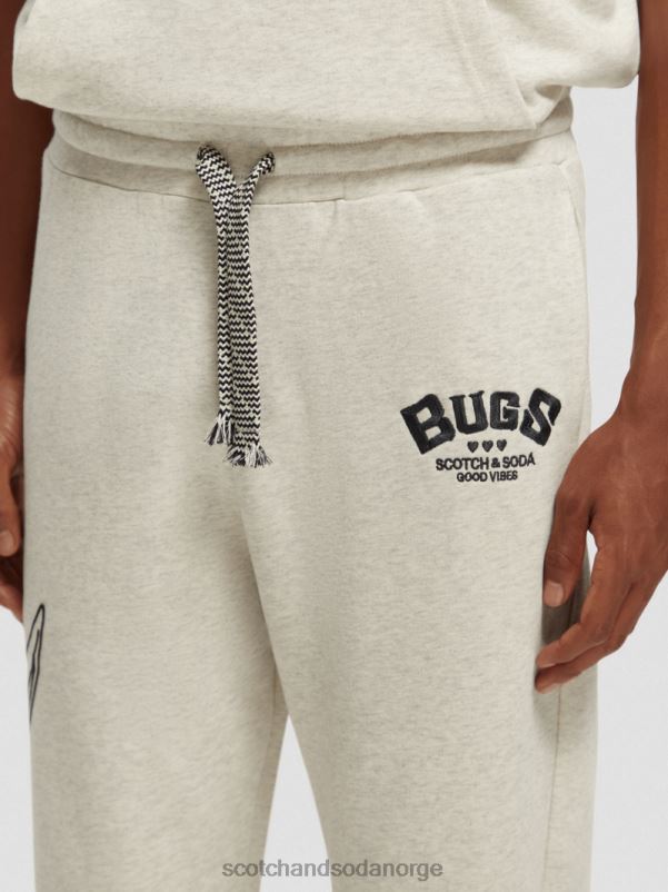 kvinner looney tunes broderte joggebukser off white melange N40XD185 klær Scotch & Soda