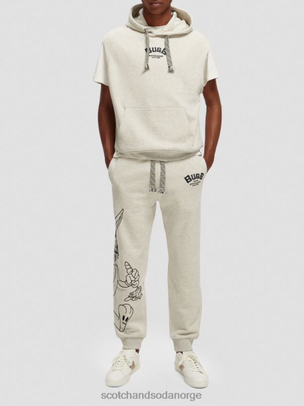 kvinner looney tunes ermeløs grafisk hettegenser i økologisk bomull off white melange N40XD201 klær Scotch & Soda