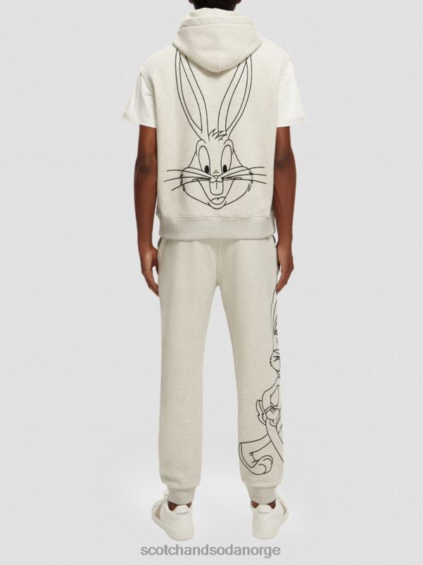 kvinner looney tunes ermeløs grafisk hettegenser i økologisk bomull off white melange N40XD201 klær Scotch & Soda