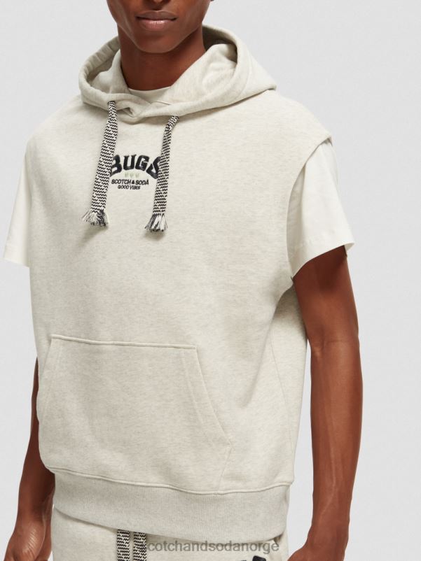 kvinner looney tunes ermeløs grafisk hettegenser i økologisk bomull off white melange N40XD201 klær Scotch & Soda