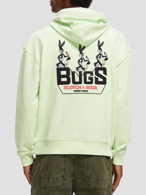 kvinner looney tunes grafisk hettegenser i økologisk bomull lime N40XD203 klær Scotch & Soda
