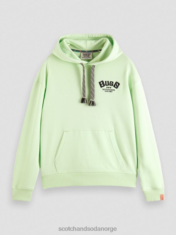 kvinner looney tunes grafisk hettegenser i økologisk bomull lime N40XD203 klær Scotch & Soda