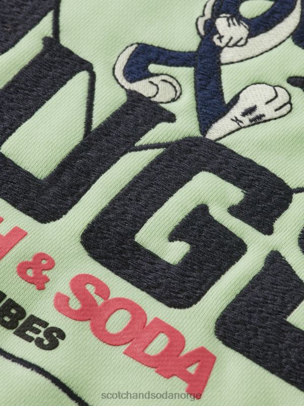 kvinner looney tunes grafisk hettegenser i økologisk bomull lime N40XD203 klær Scotch & Soda