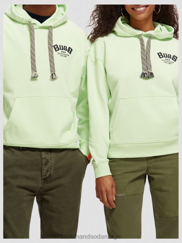 kvinner looney tunes grafisk hettegenser i økologisk bomull lime N40XD203 klær Scotch & Soda