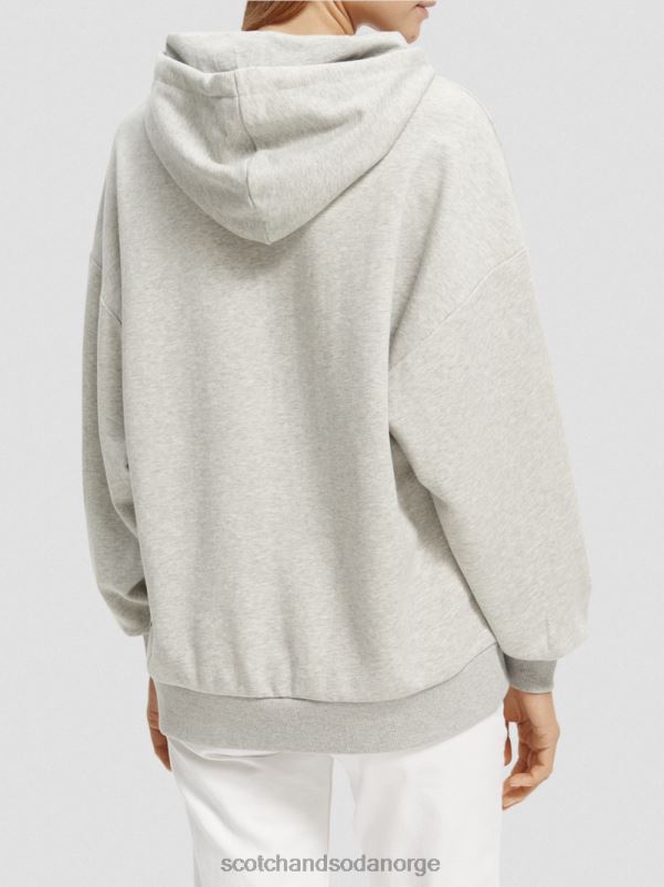 kvinner oversized hettegenser med blomsterkunst gråmelert N40XD220 klær Scotch & Soda