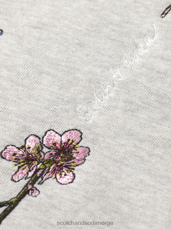 kvinner oversized hettegenser med blomsterkunst gråmelert N40XD220 klær Scotch & Soda