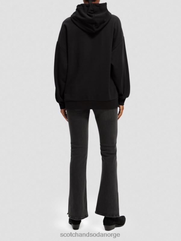 kvinner oversized tulipanmalt hettegenser svart N40XD213 klær Scotch & Soda