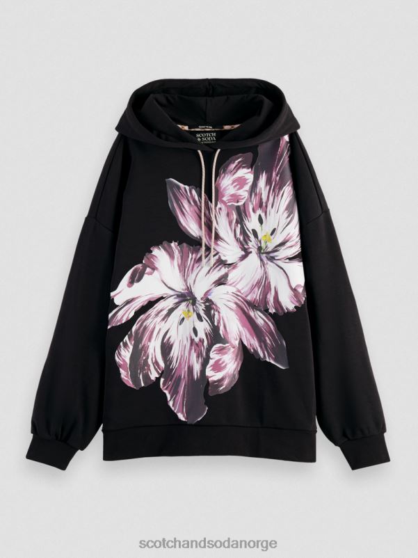 kvinner oversized tulipanmalt hettegenser svart N40XD213 klær Scotch & Soda