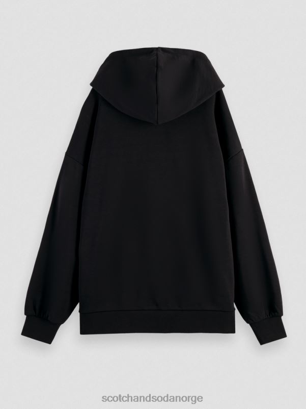 kvinner oversized tulipanmalt hettegenser svart N40XD213 klær Scotch & Soda