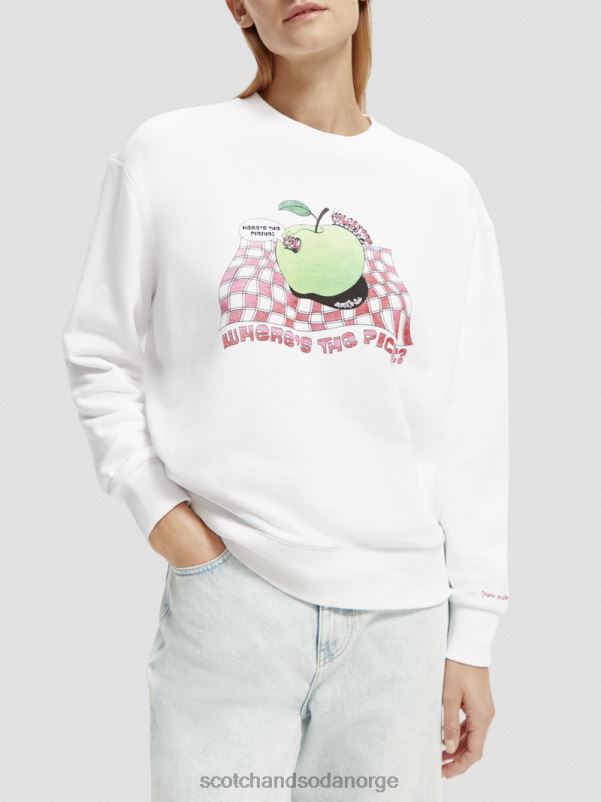 kvinner vintage artwork sweatshirt med løs passform hvit N40XD205 klær Scotch & Soda