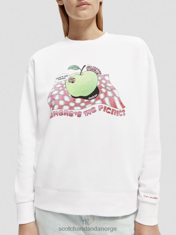 kvinner vintage artwork sweatshirt med løs passform hvit N40XD205 klær Scotch & Soda