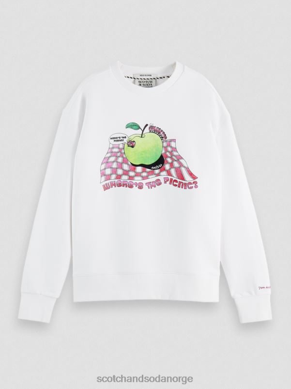 kvinner vintage artwork sweatshirt med løs passform hvit N40XD205 klær Scotch & Soda